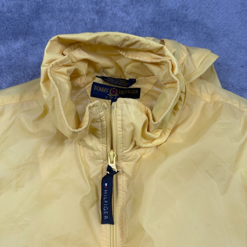 Tommy Hilfiger Golf Windbreaker Anorak Mens XL Yellow Y2K Quarter Zip Hooded - Picture 5 of 10